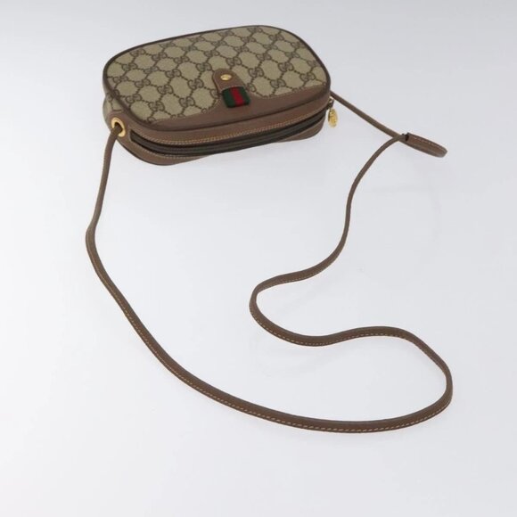 GUCCI GG Supreme Web Sherry Line Shoulder Bag PVC Beige Auth - Picture 8 of 16